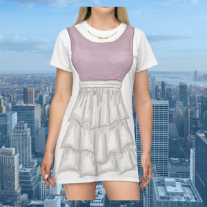 Purple And Cream Loungewear Cosplay Costume  - Tshirt Dress