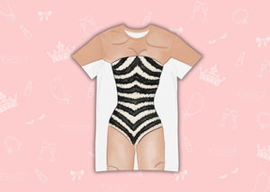 Black White Bikini Loungewear Cosplay Costume - Tshirt Dress