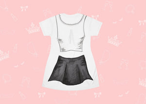 Loungewear White And Black Skirt Cosplay Costume  - Tshirt Dress