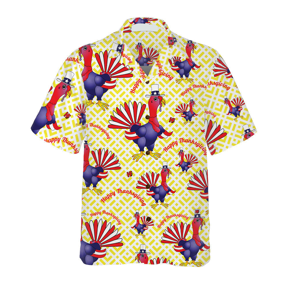 Turkeys In US Flag Thanksgiving Day Costume - Hawaiian Shirt