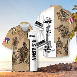 Veteran US Army Vintage - Personalized Hawaiian Shirt