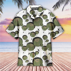 Umbrella Army Parachute Veteran White And Green Aloha - Hawaiian Shirt