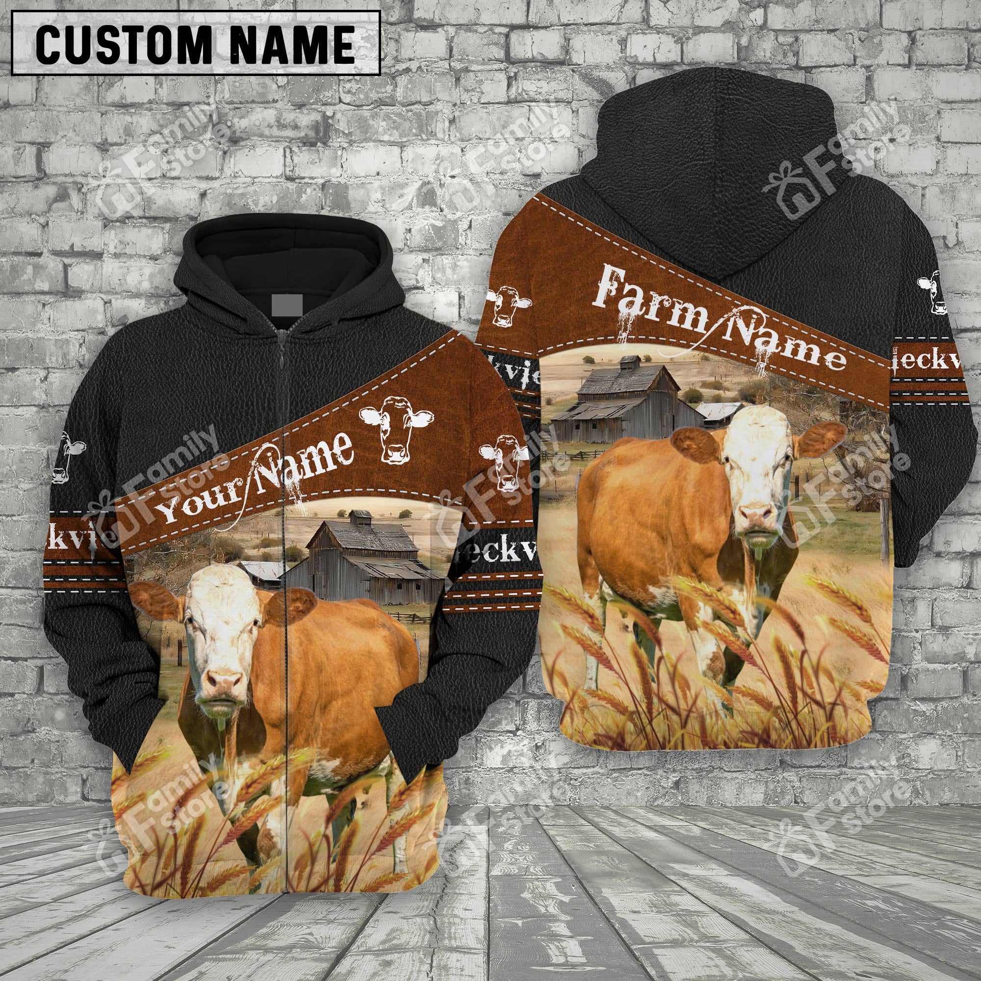 Uni Fleckvieh On Farm Printed 3D Black - Personalized Hoodie