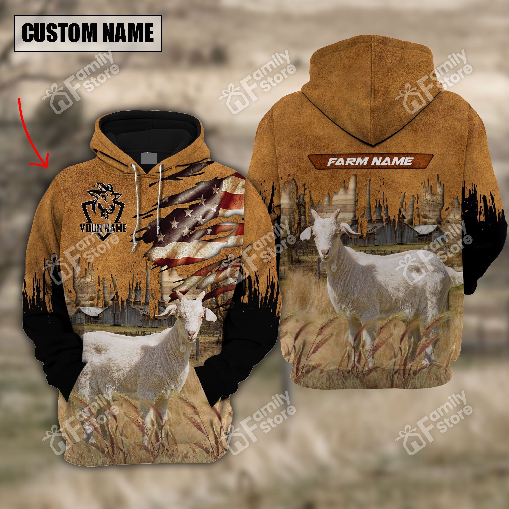 Uni Goat Us Flag Pattern - Personalized Hoodie