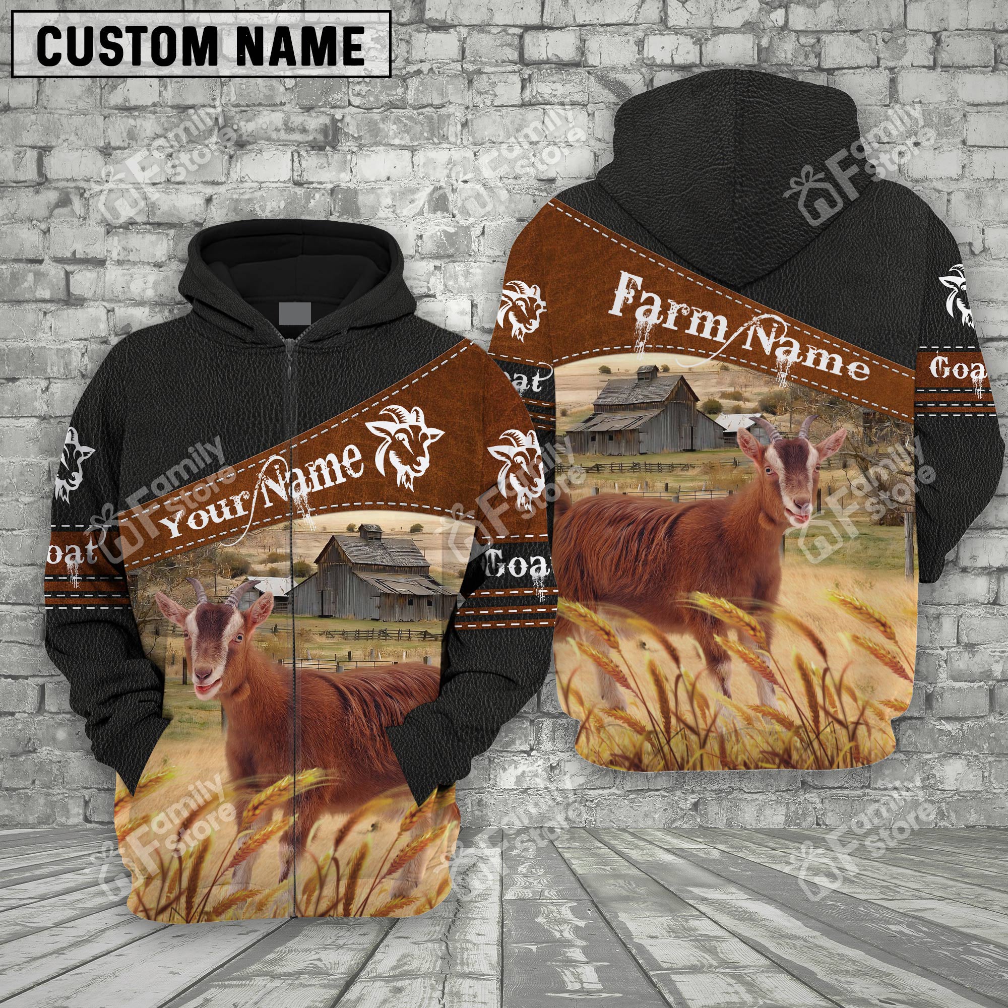 Uni Goat On Farm Printed 3D Black - Personalized Hoodie