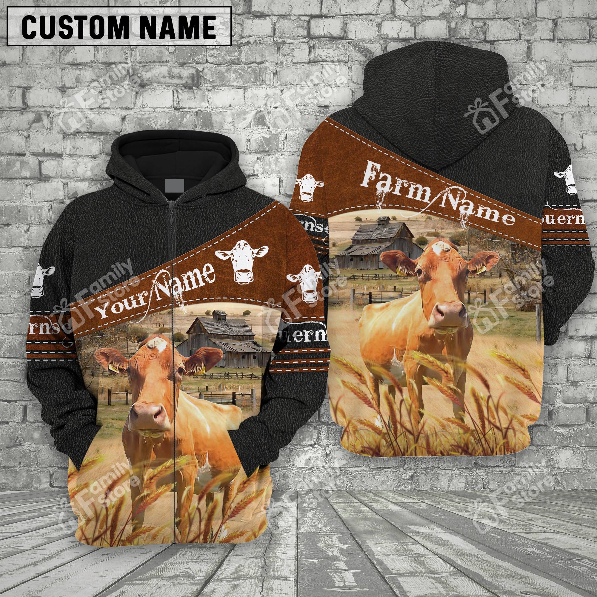 Uni Guernsey On Farm Printed 3D Black - Personalized Hoodie