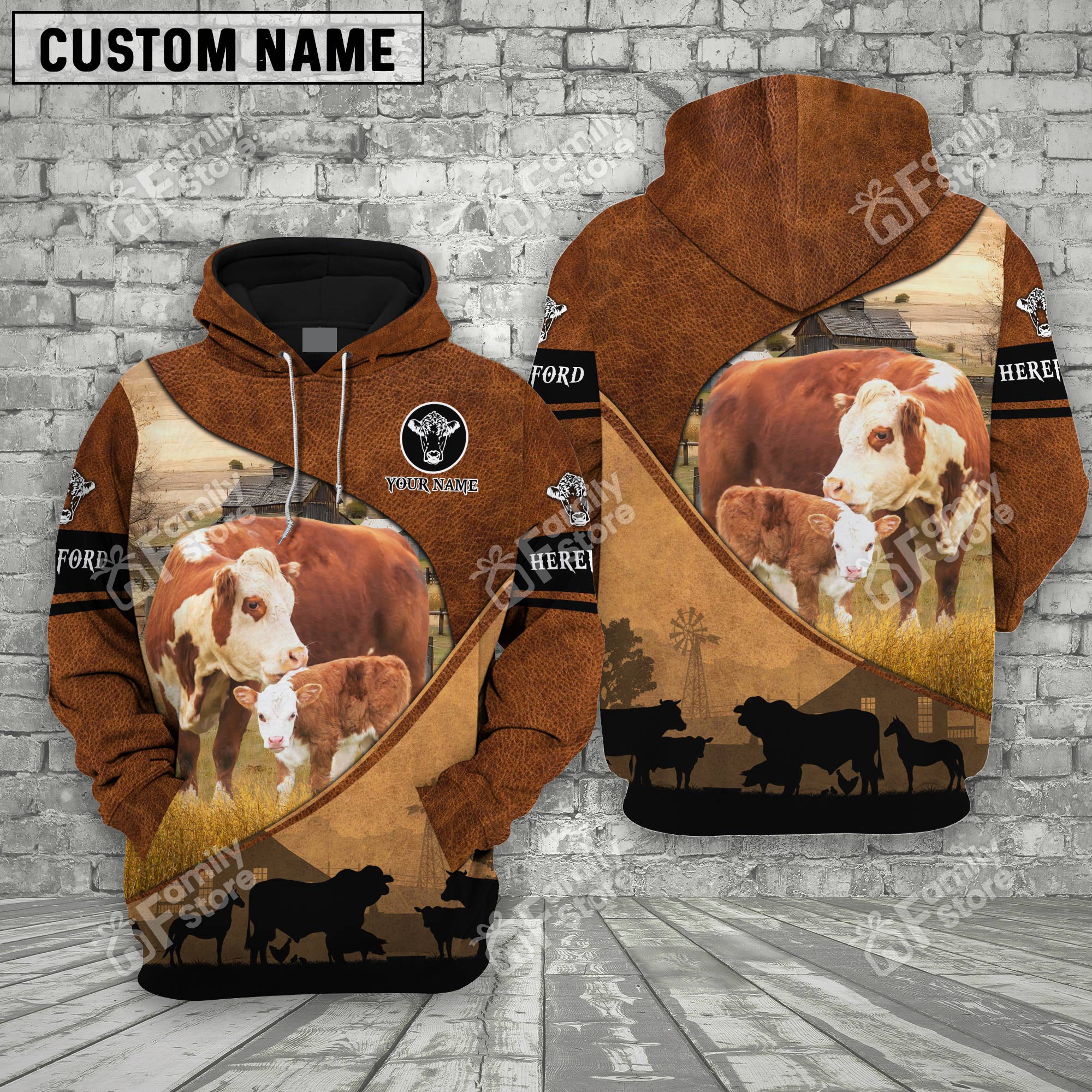 Uni Hereford Farming Dark Brown 3D - Personalized Hoodie