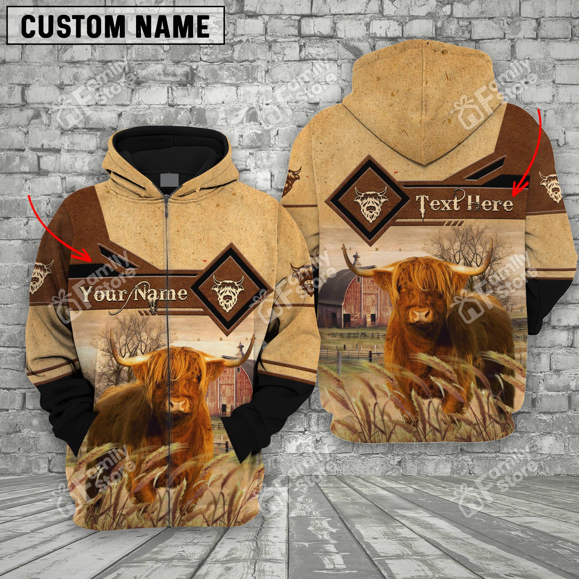 Uni Highland Cattle On Farms Printed 3D - Personalized Hoodie