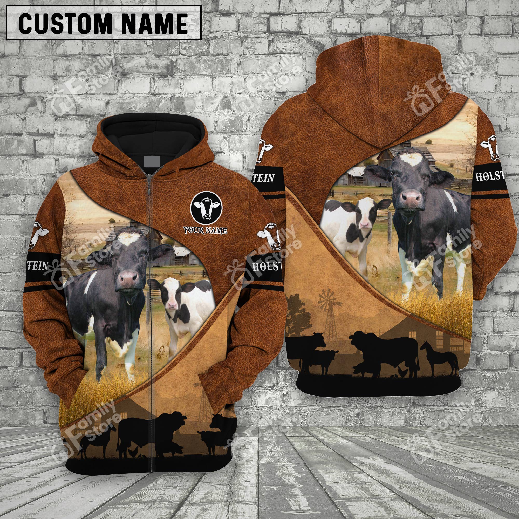 Uni Holstein Farming Dark Brown 3D - Personalized Hoodie