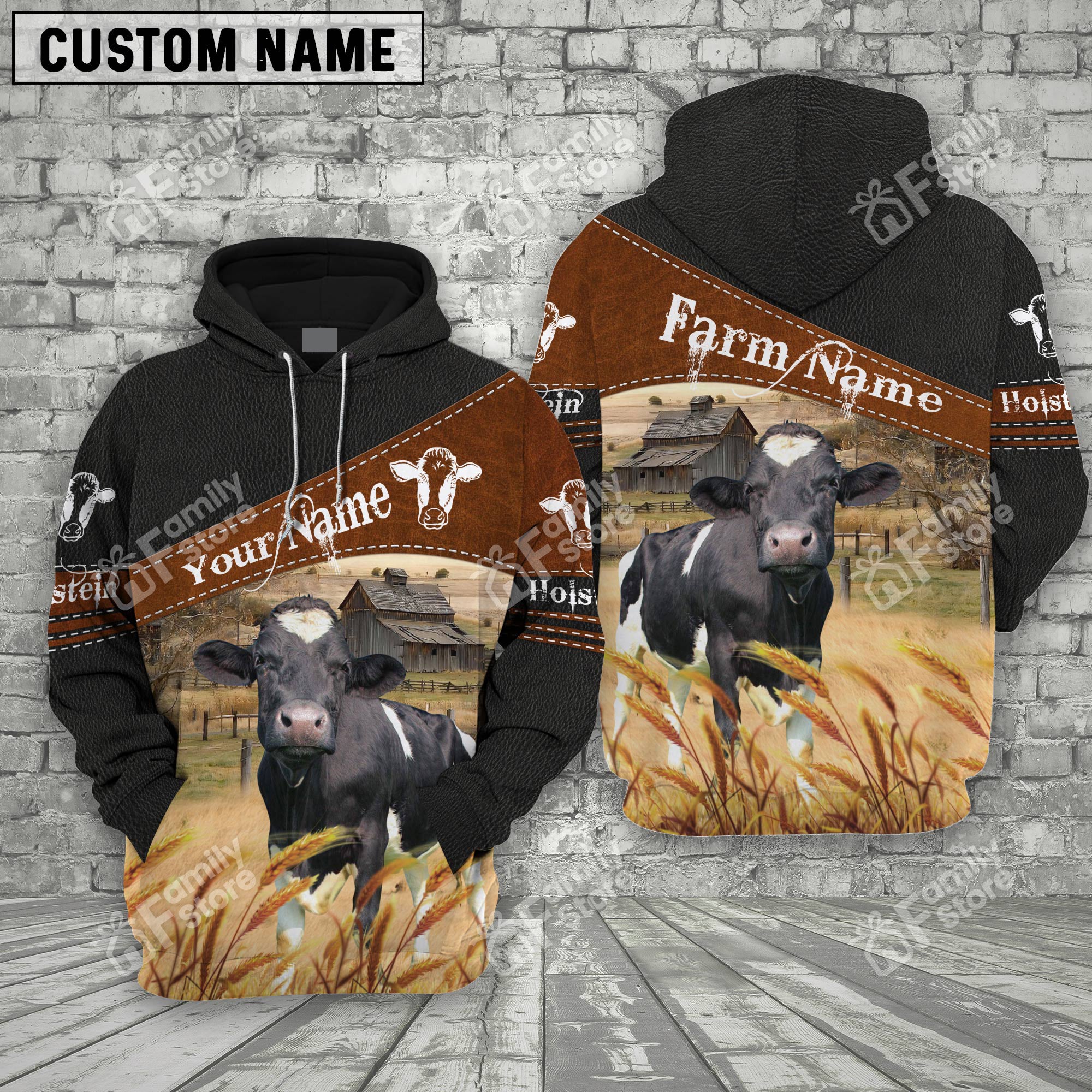 Uni Holstein On Farms Printed 3D Black - Personalized Hoodie