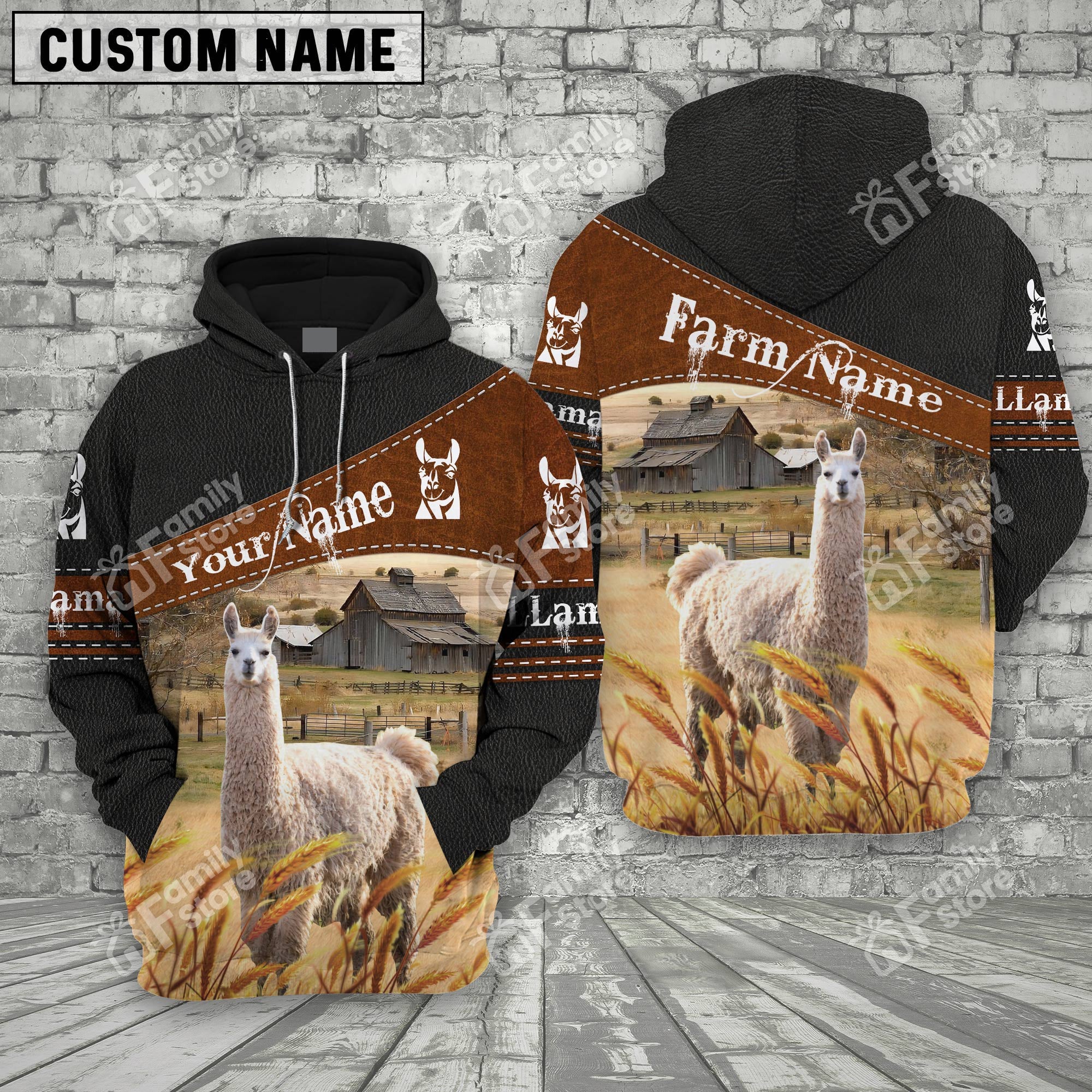 Uni LLama On Farm Printed 3D Black - Personalized Hoodie