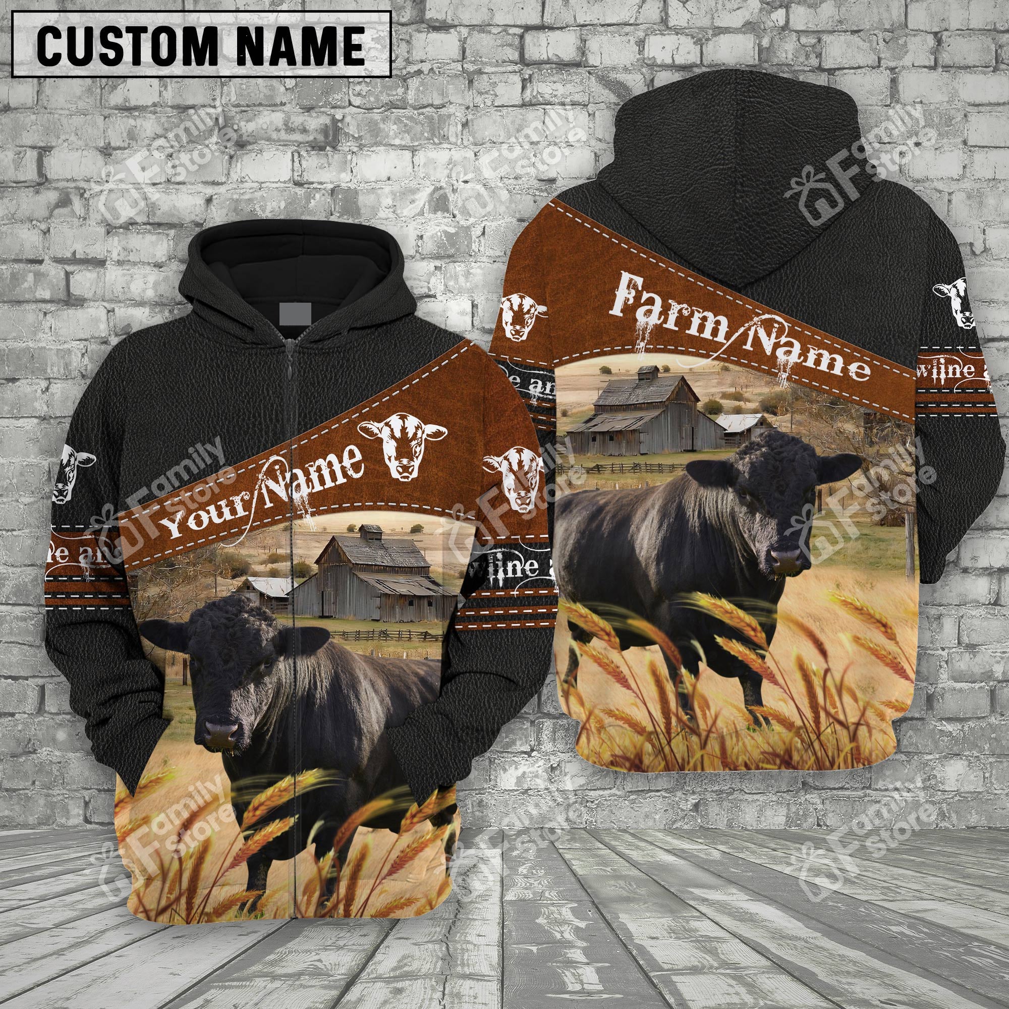 Uni Lowline Angus On Farm Printed 3D Black - Personalized Hoodie