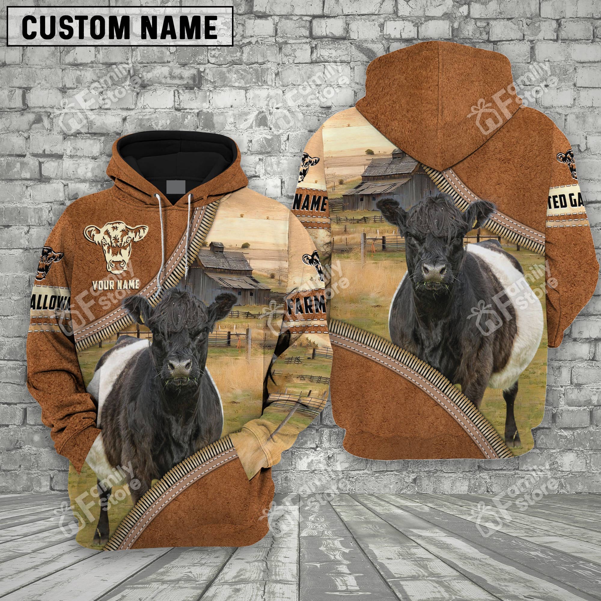 Uni Farm Belted Galloway Cattle Light Brown - Personalized Hoodie