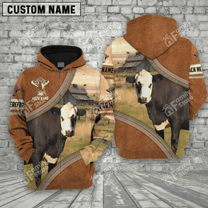 Uni Farm Black Hereford Cattle Light Brown - Personalized Hoodie