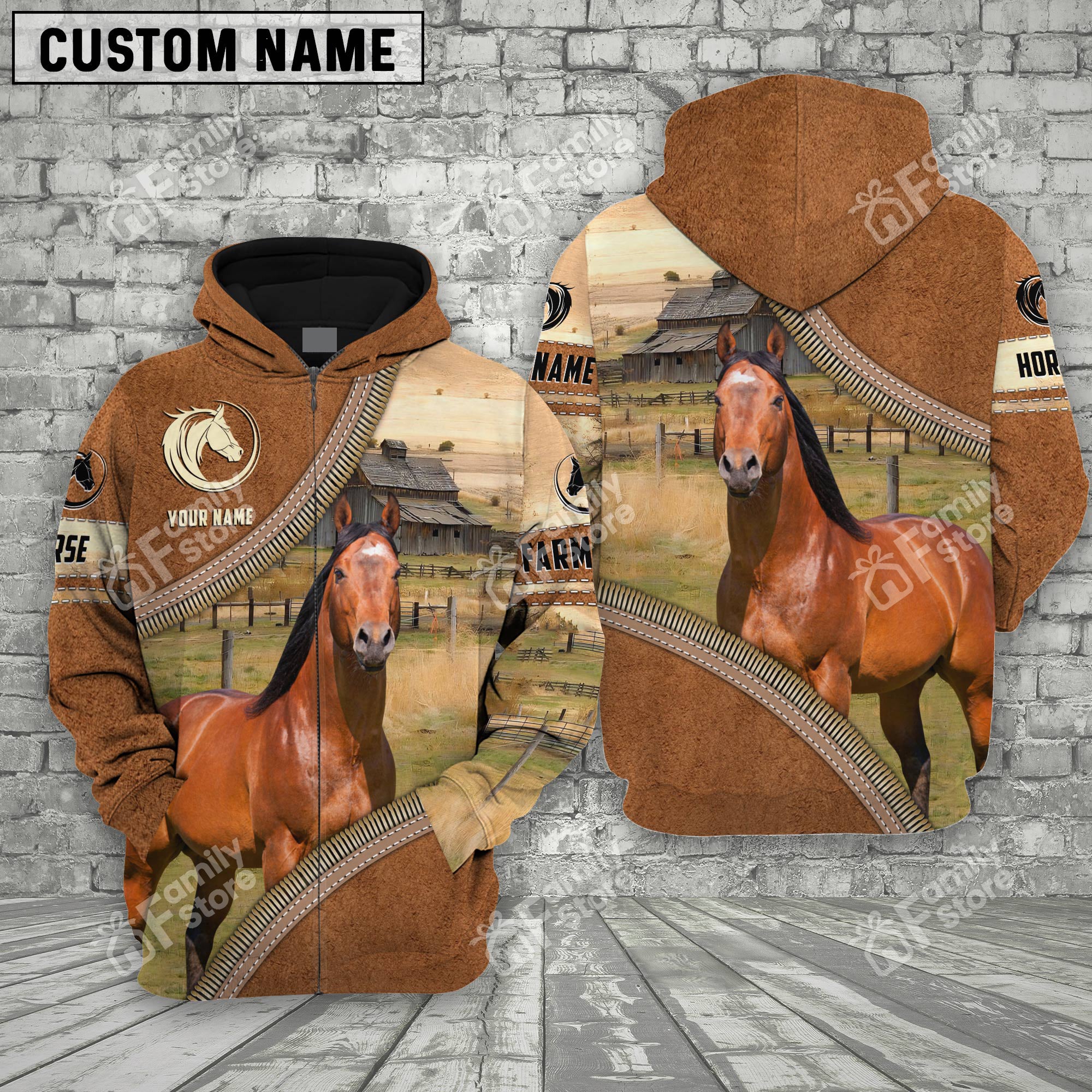 Uni Farm Horse Cattle Light Brown - Personalized Hoodie