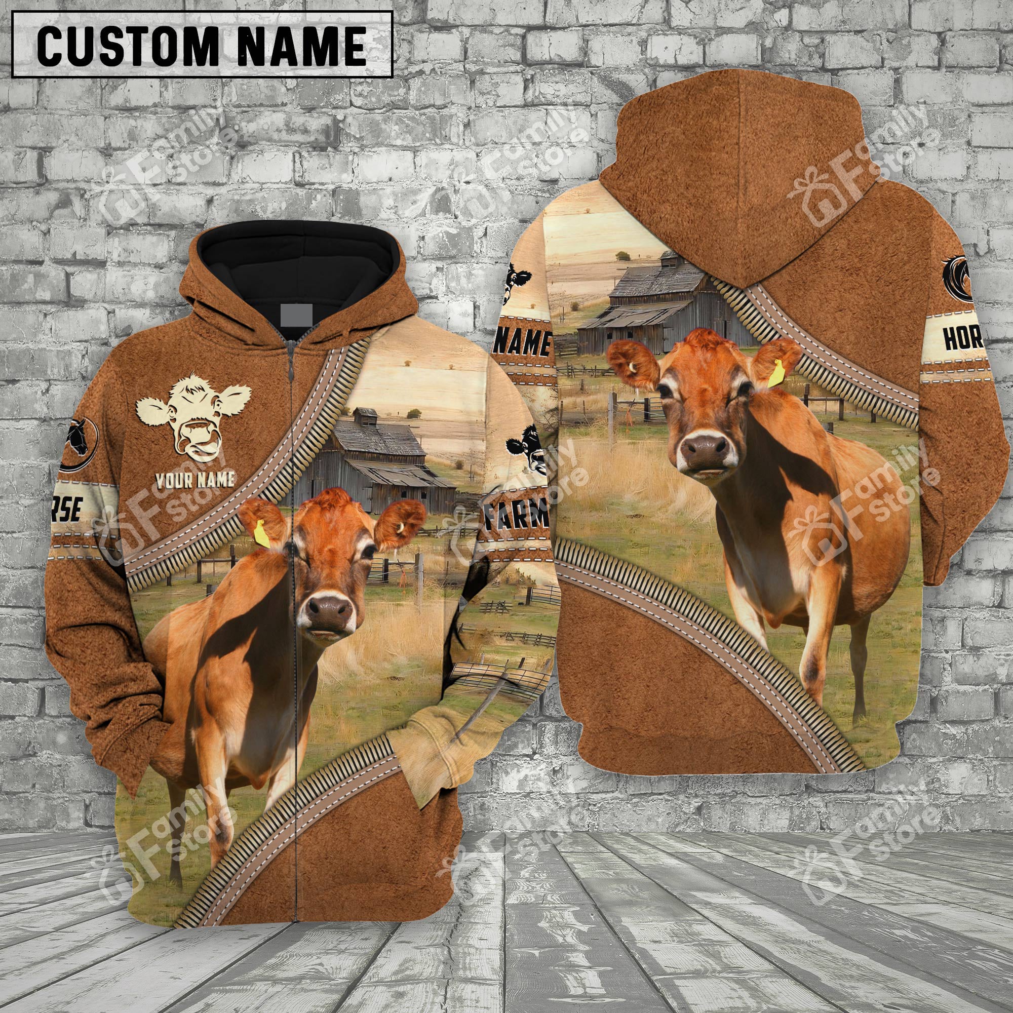 Uni Farm Jersey Cattle Light Brown - Personalized Hoodie