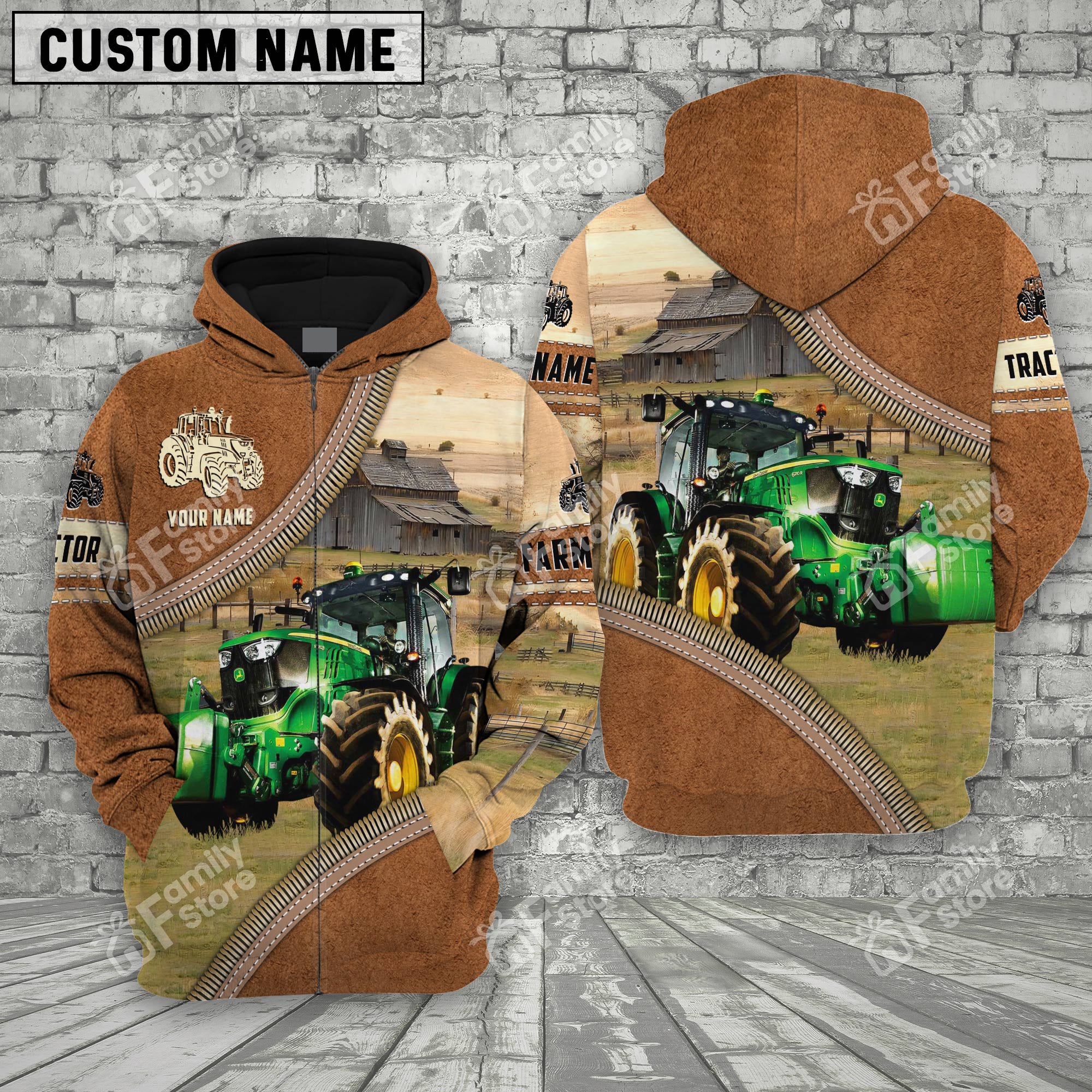 Uni Farm Tractor Light Brown - Personalized Hoodie