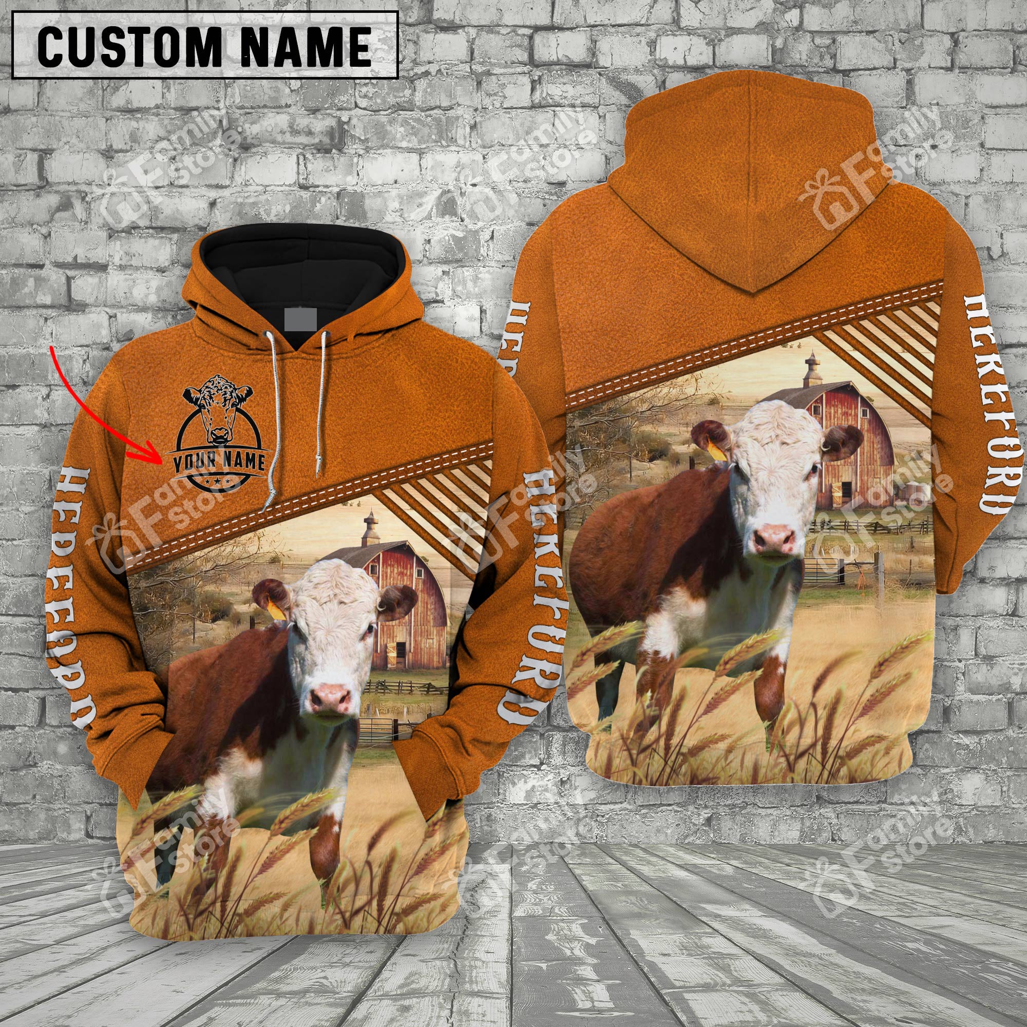 Uni Hereford Barn Farm 3D - Personalized Hoodie