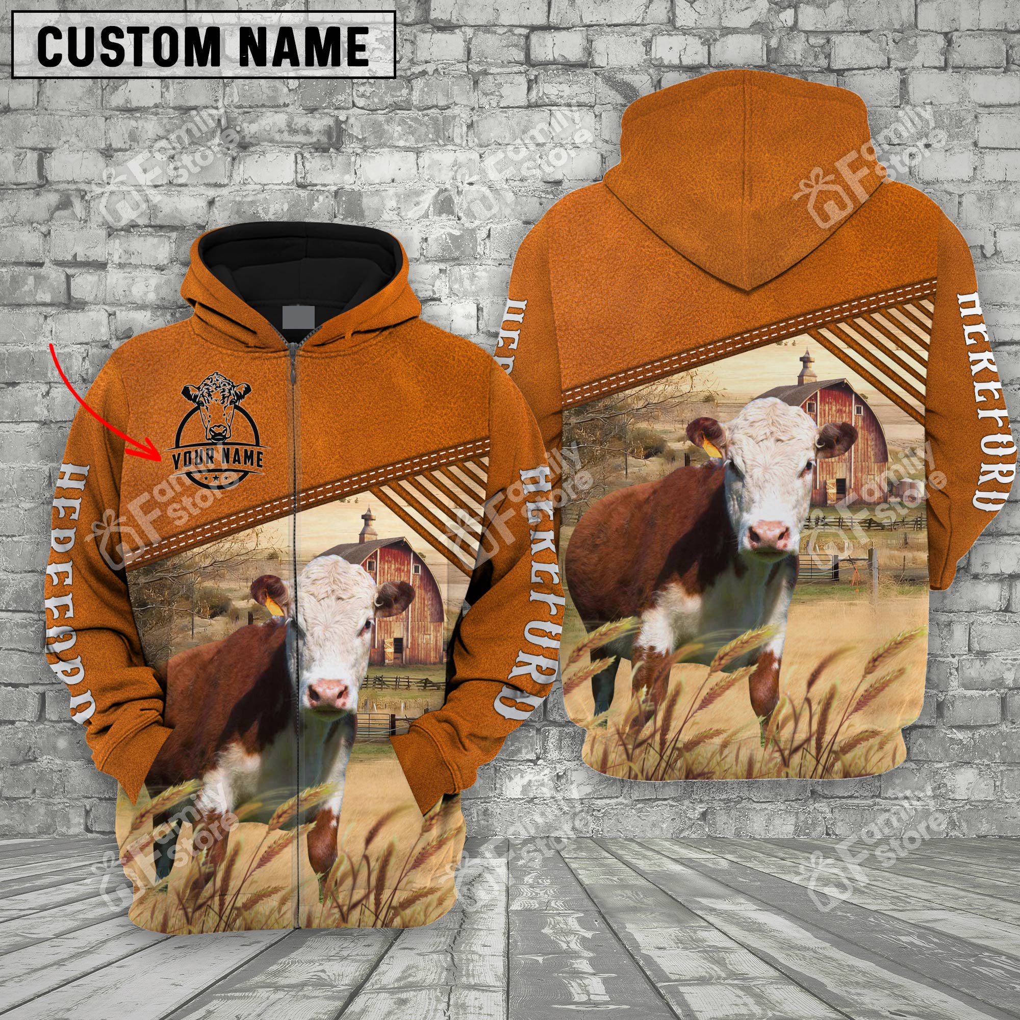 Uni Hereford Barn Farm 3D - Personalized Hoodie