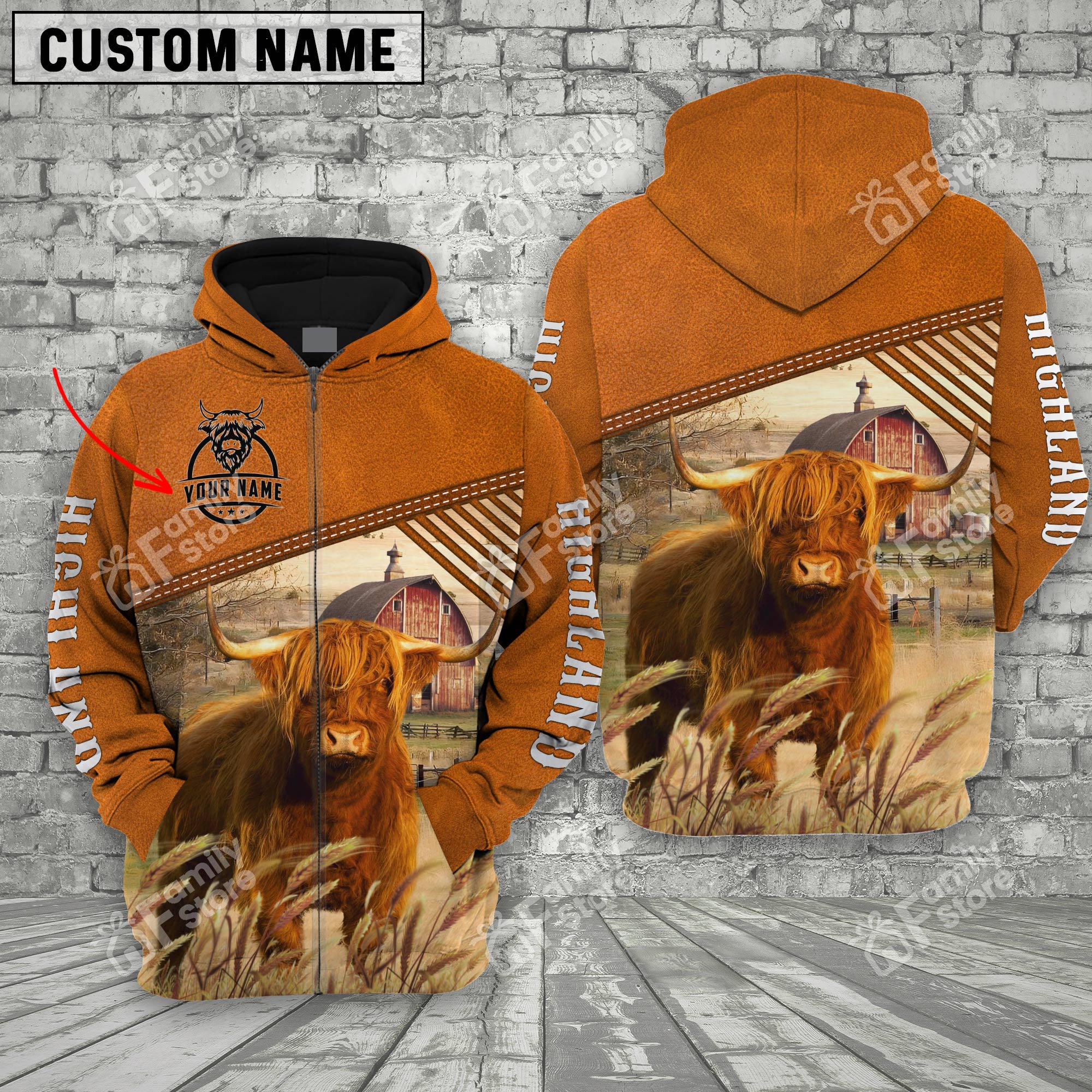 Uni Highland Barn Farm 3D - Personalized Hoodie