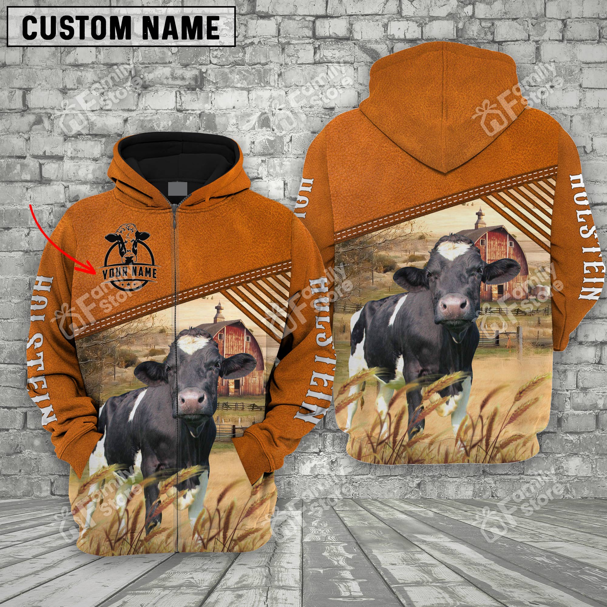 Uni Holstein Barn Farm 3D - Personalized Hoodie