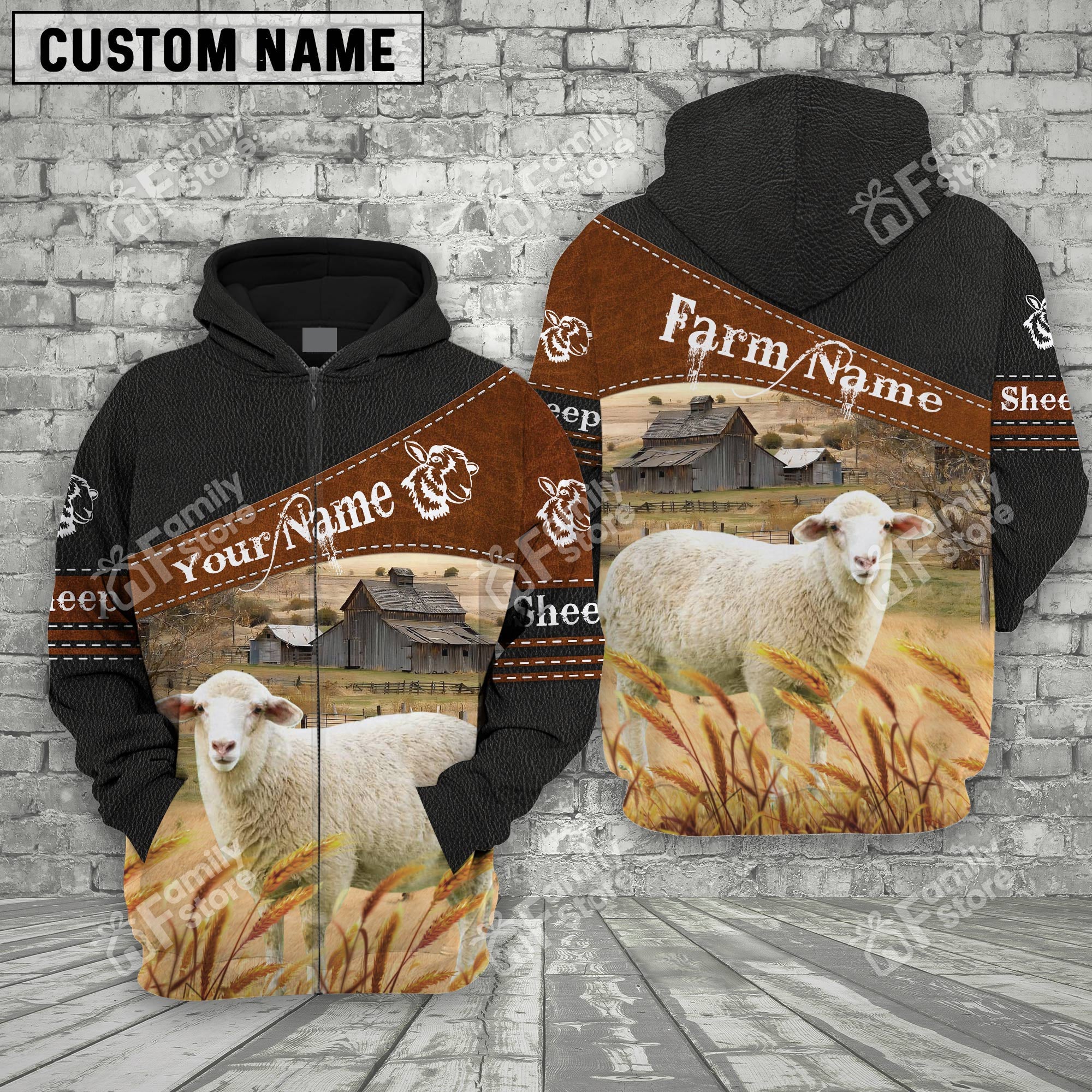 Uni Sheep On Farm Printed 3D Black - Personalized Hoodie