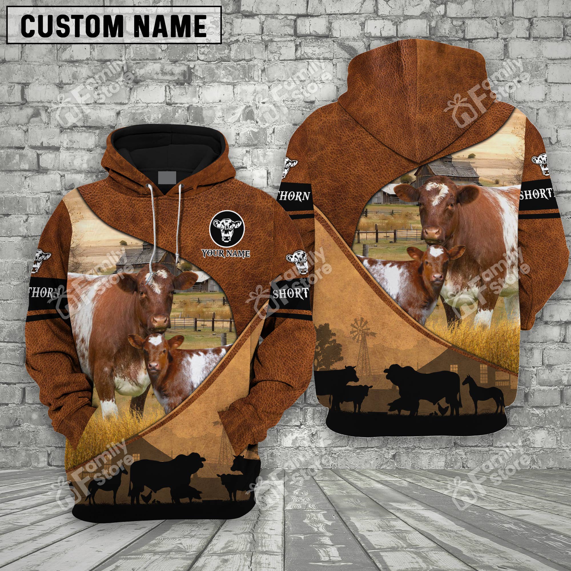 Uni Shorthorn Farming Dark Brown 3D - Personalized Hoodie