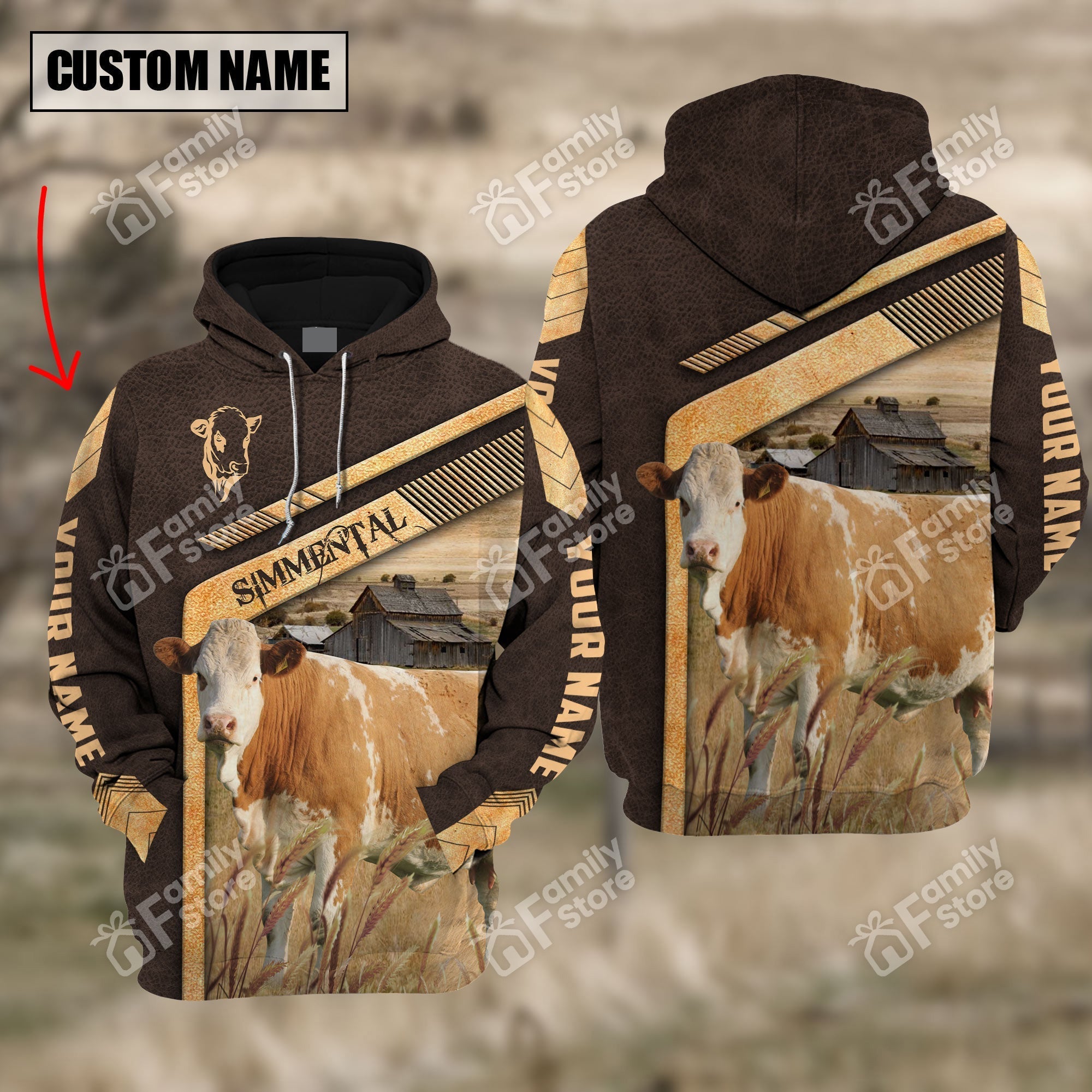 Uni Simmental On The Meadow - Personalized Hoodie