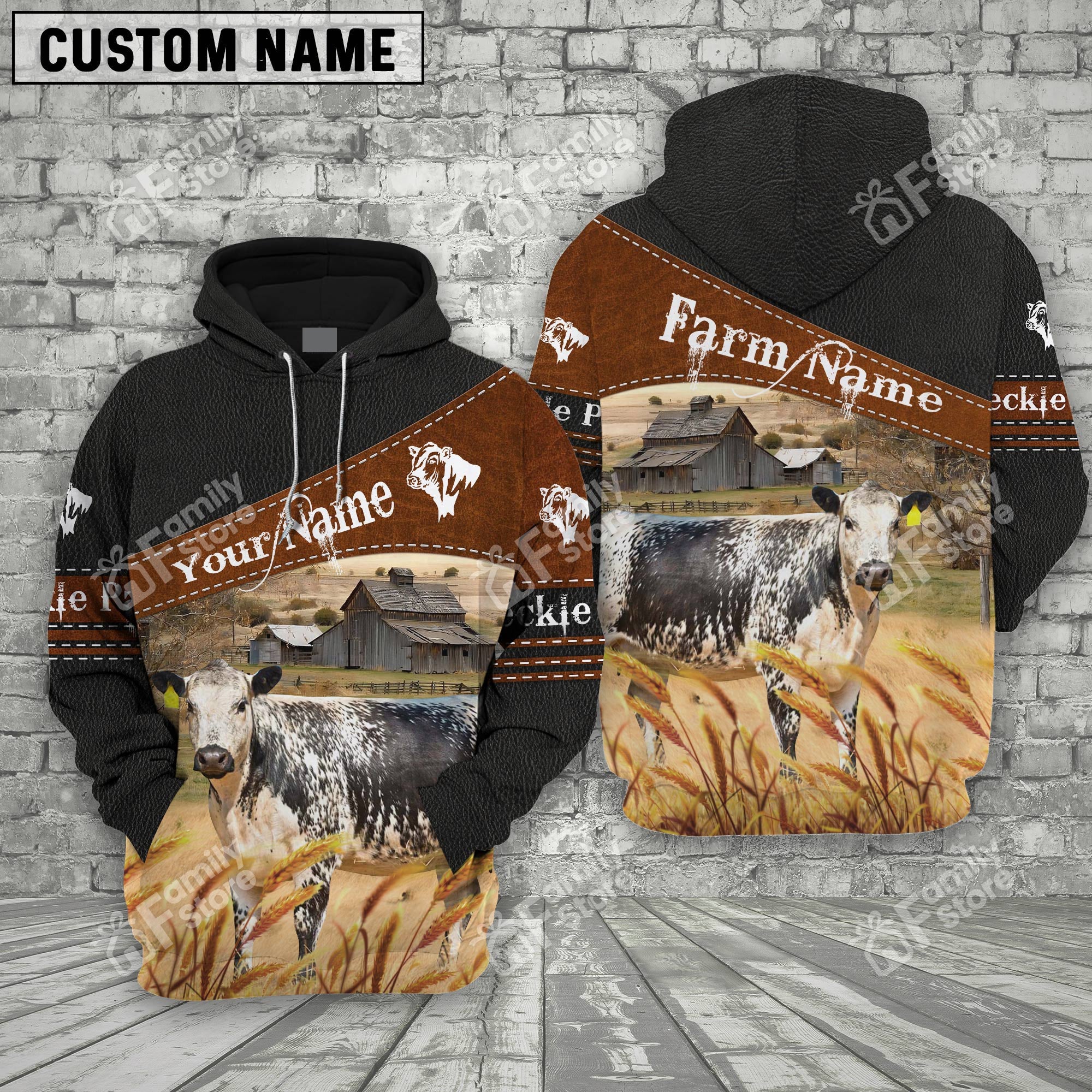 Uni Speckle Park On Farm Printed 3D Black - Personalized Hoodie