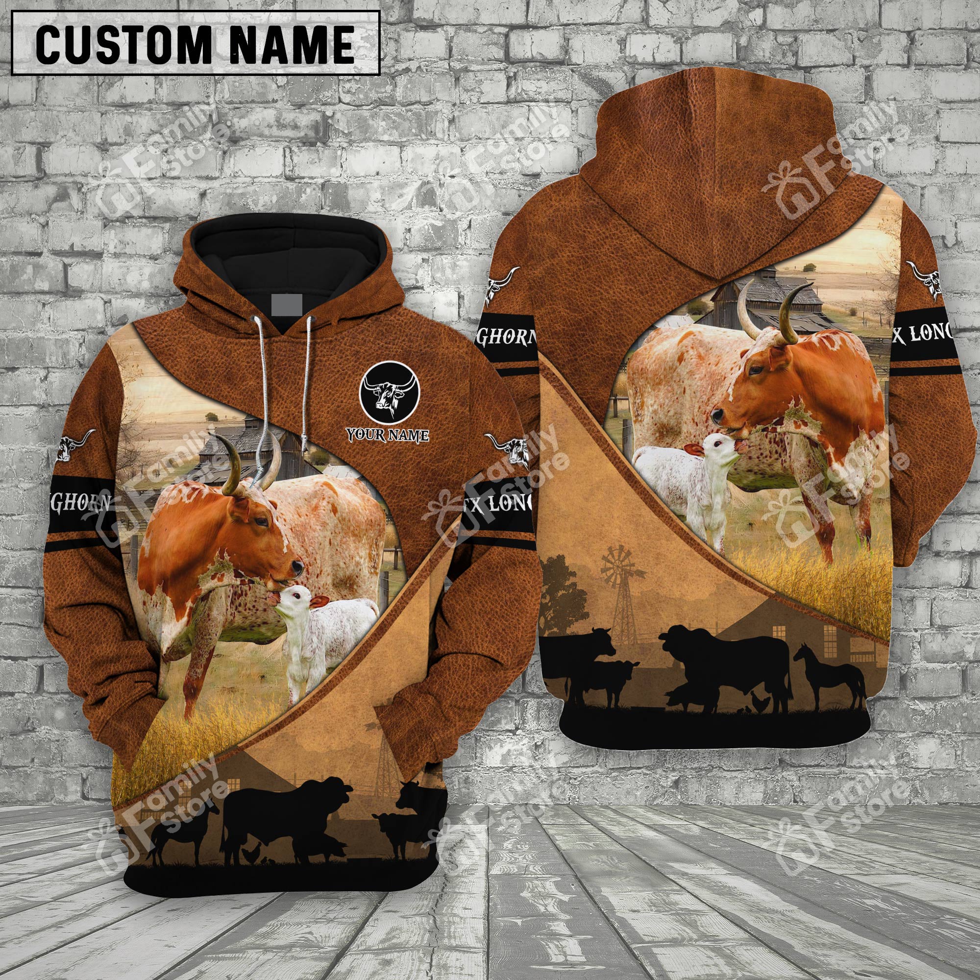 Uni Texas Longhorn Farming Dark Brown 3D - Personalized Hoodie