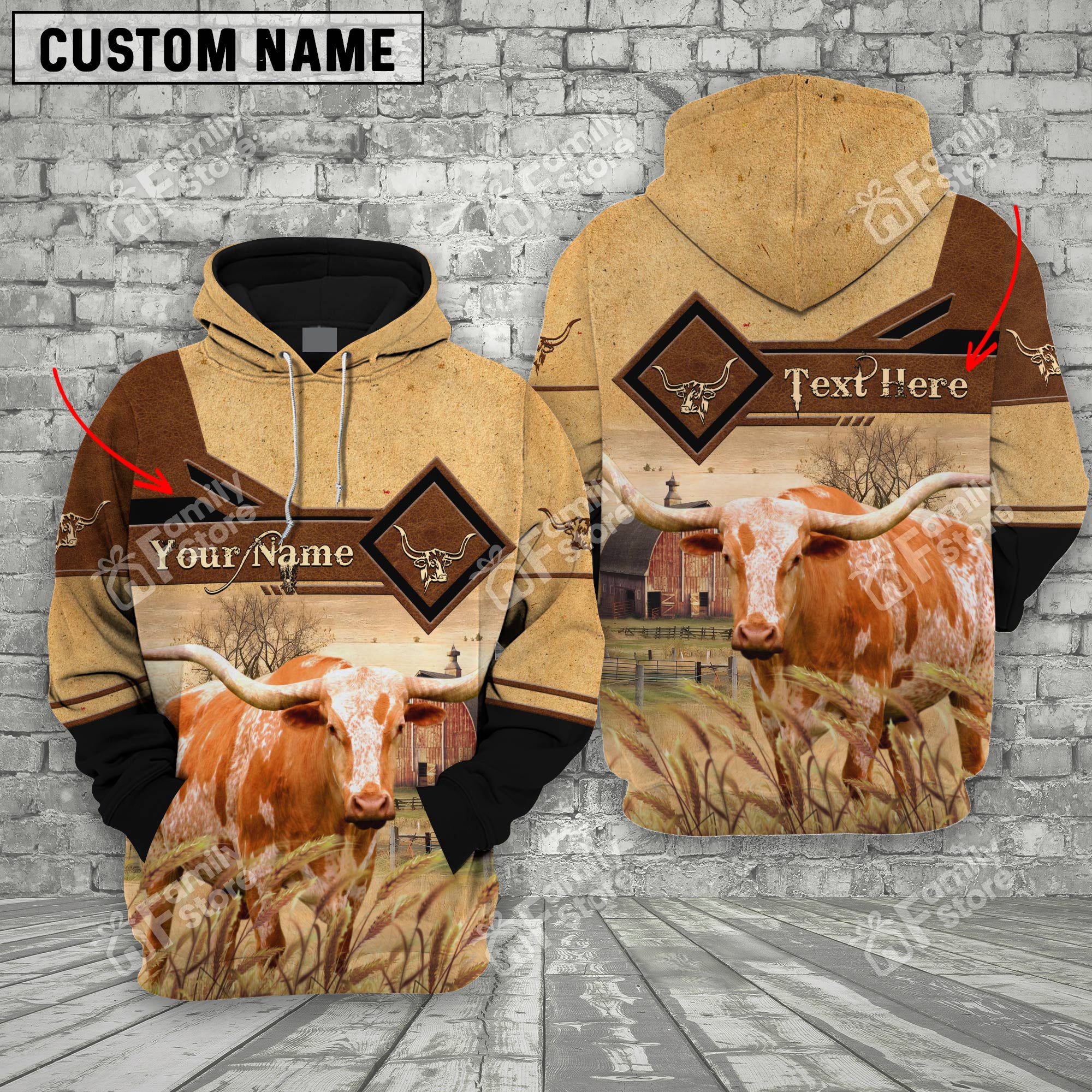 Uni Texas Longhorn On Farms Printed 3D - Personalized Hoodie