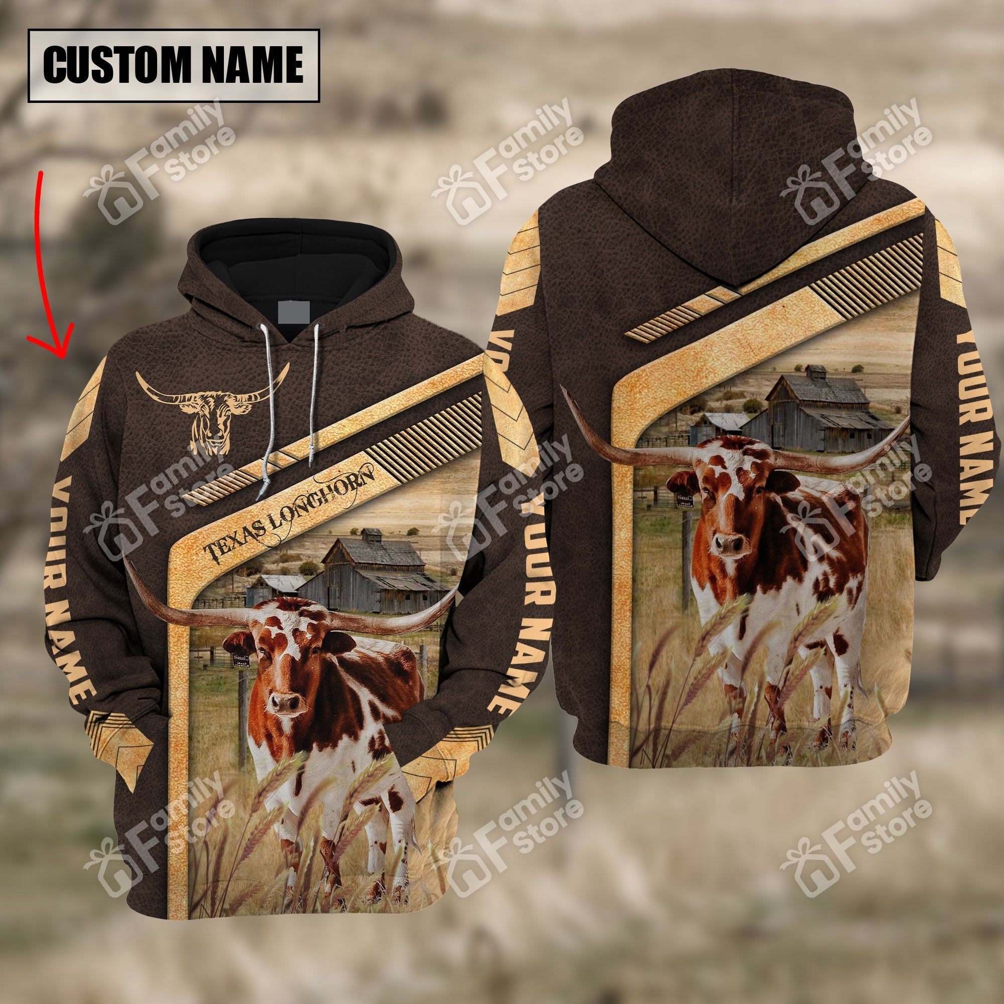 Uni Texas Longhorn On The Meadow - Personalized Hoodie