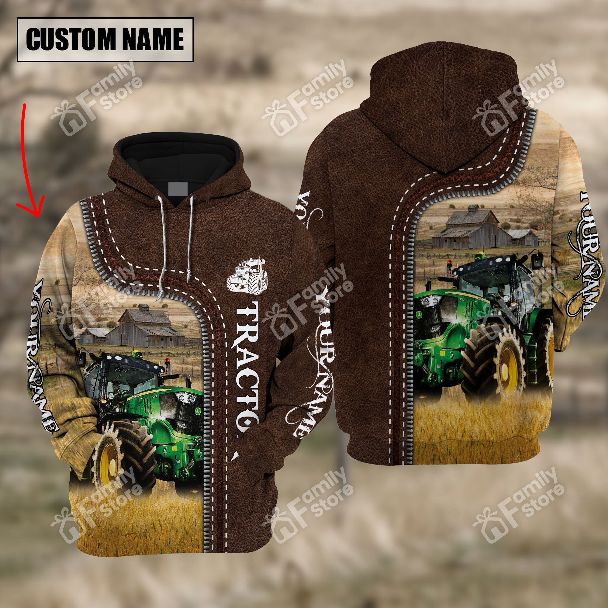 Uni Tracto Farming Leather Pattern 3D - Personalized Hoodie