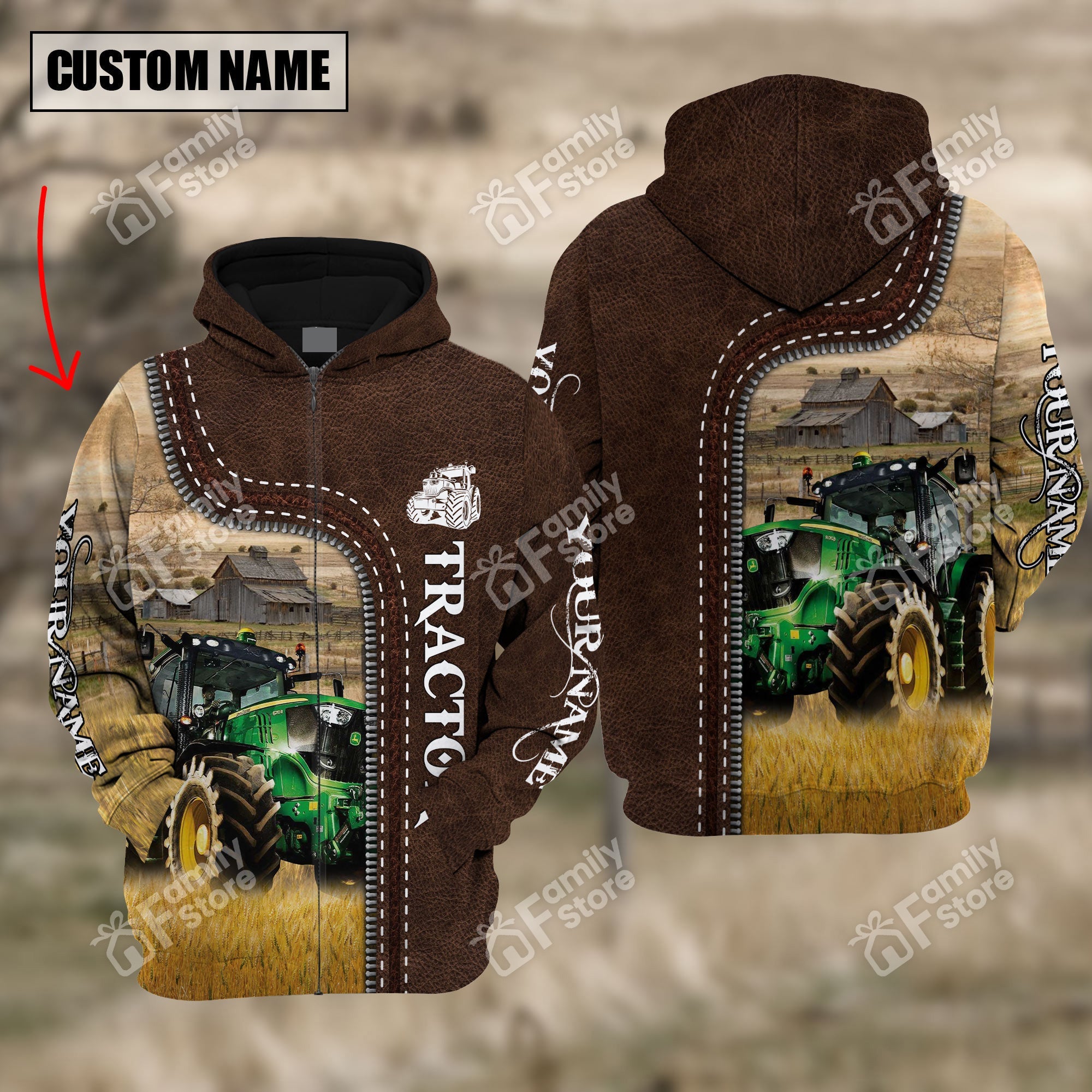 Uni Tracto Farming Leather Pattern 3D - Personalized Hoodie