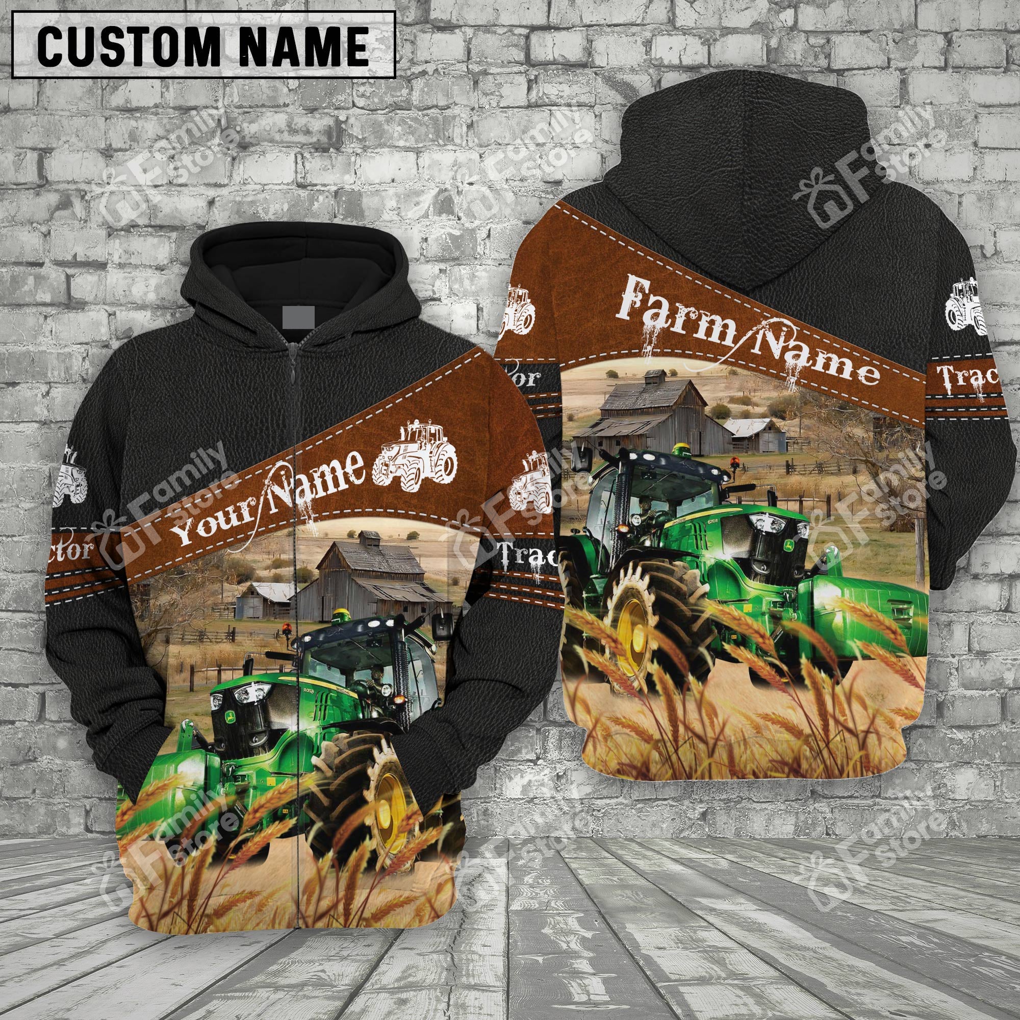 Uni Tractor On Farms Printed 3D Black - Personalized Hoodie