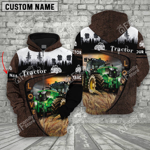 Uni Tractor On Farms Printed 3D Wooden Forest - Personalized Hoodie