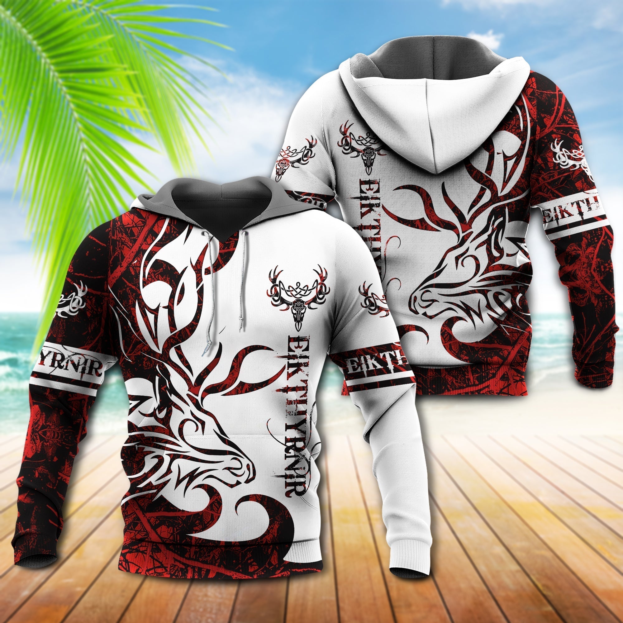 Viking Eikthrnir Legend Red And White - Hoodie