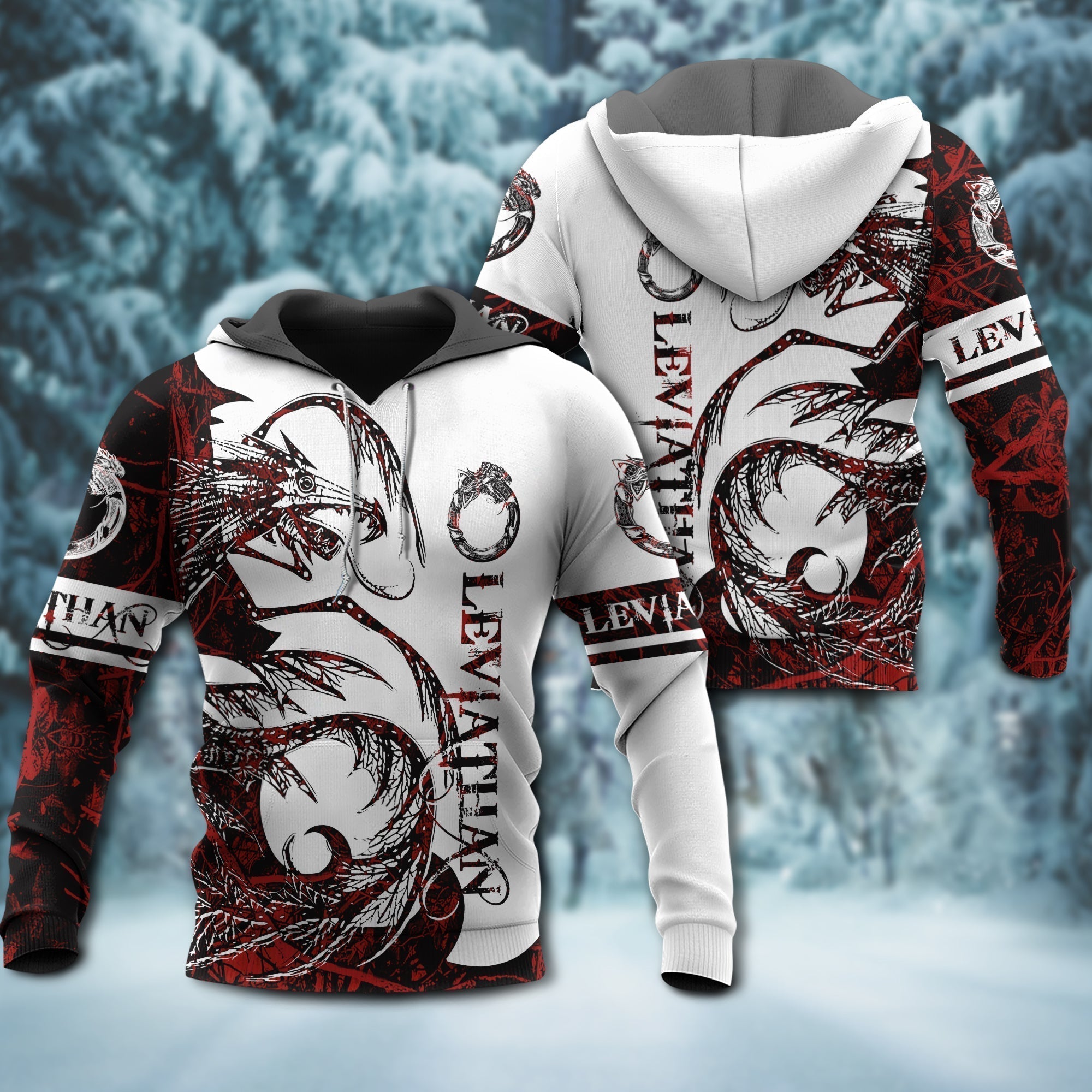 Viking Leviathan Legend Red And White - Hoodie