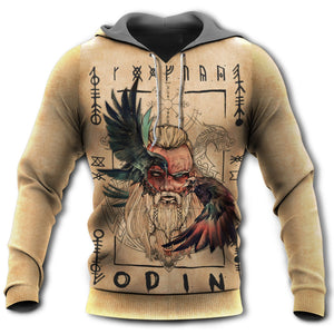 Viking Odin Sign Old Man With Eagle - Hoodie