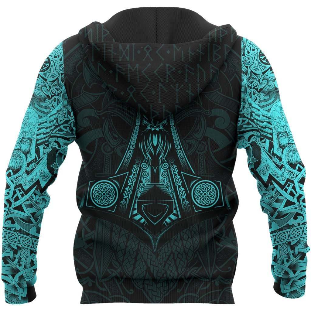 Viking The Raven Blue of Odin Tattoo - Hoodie