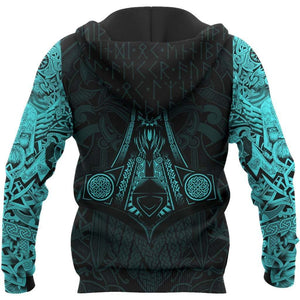 Viking The Raven Blue of Odin Tattoo - Hoodie