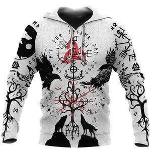 Viking Vegvisir Hugin And Munin With Fenrir Yggdrasil - Hoodie