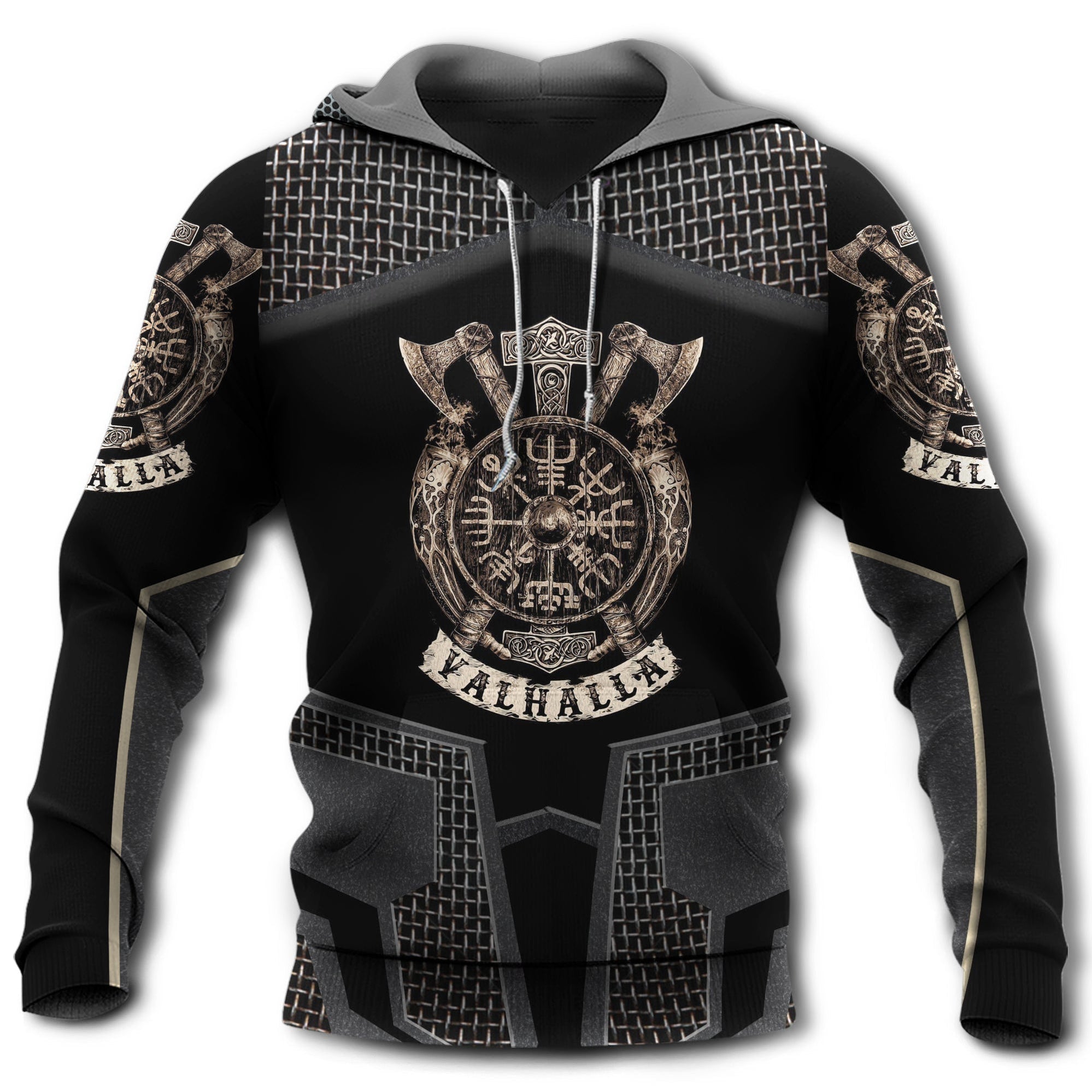 Viking Warrior Valhalla Brave With Gold Style - Hoodie