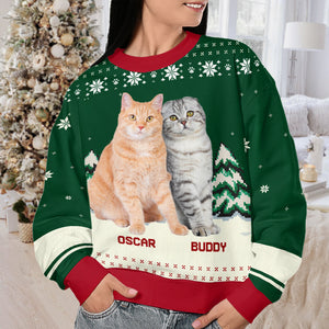 Custom Photo Merry Christmas, My Fur Babies - Dog & Cat Personalized Ugly Sweatshirt - Christmas Gift For Pet Owners, Pet Lovers