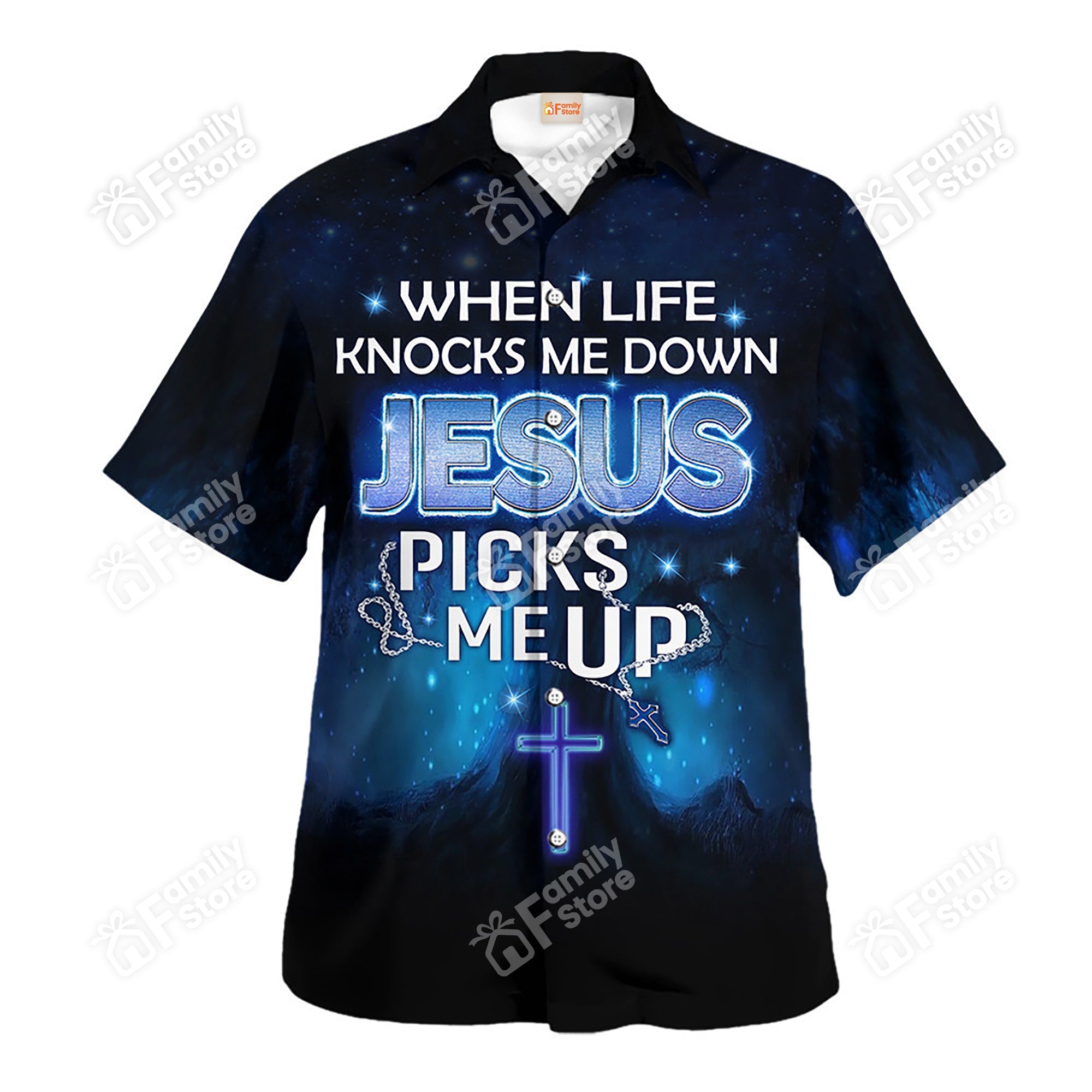 When Life Knocks Me Down Jesus Picks Me Up - Hawaiian Shirt