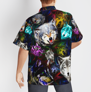 Wild Wolf Neon Black Aloha - Hawaiian Shirts