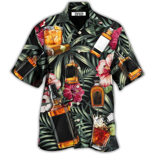 Wine Bourbon Tropical Leaf - Gift For Wine Lover - Hawaiian Shirt