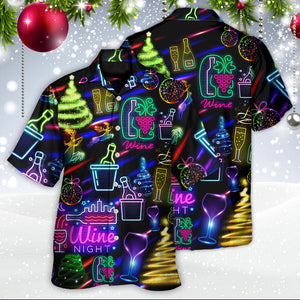 Wine Christmas Neon Art Drinking - Hawaiian Shirt