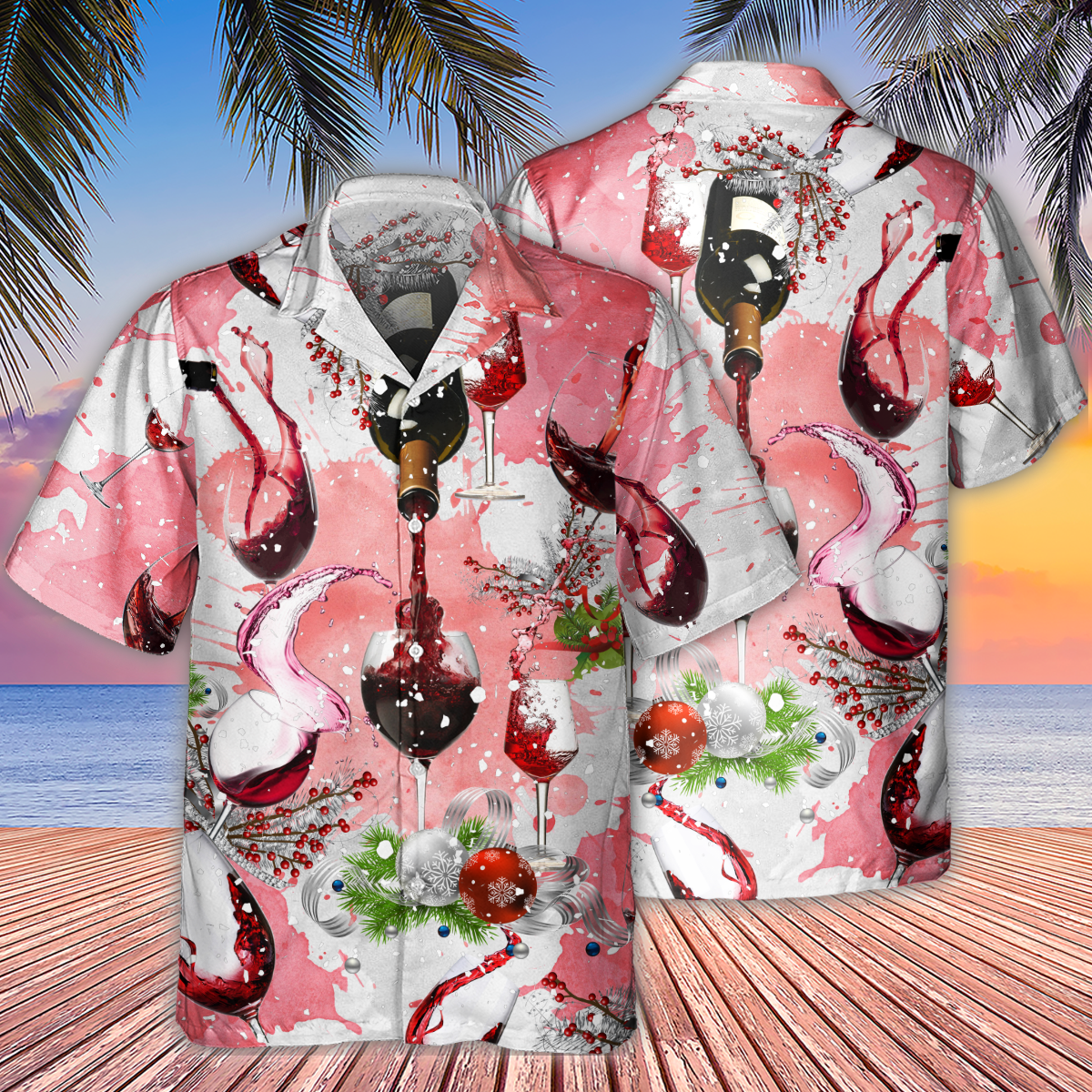 Nothing Is Better Than A Glass Of Fine Wine On Christmas - Hawaiian Shirt