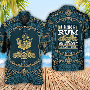 Wine Rum I Like Rum And Motorcycles - Hawaiian Shirt